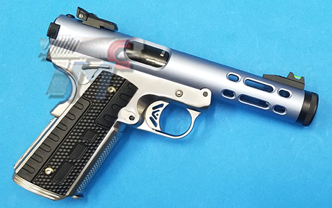 WE Galaxy 1911 GBB Airsoft (Blue Slide / Silver Frame) - Click Image to Close